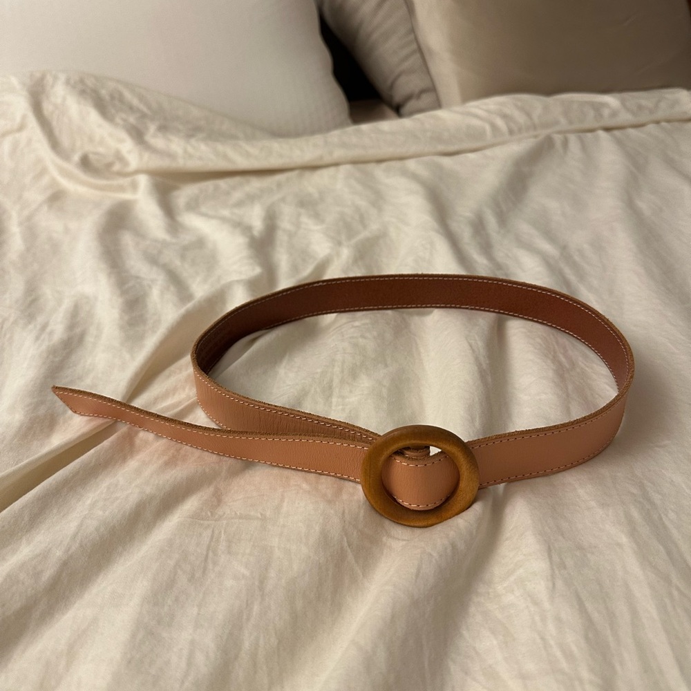Urban Outfitters Tan Belt with Wooden Buckle
